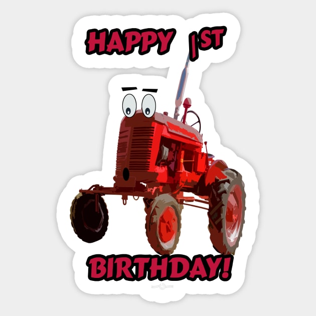 Happy 1st birthday tractor design Sticker by seadogprints